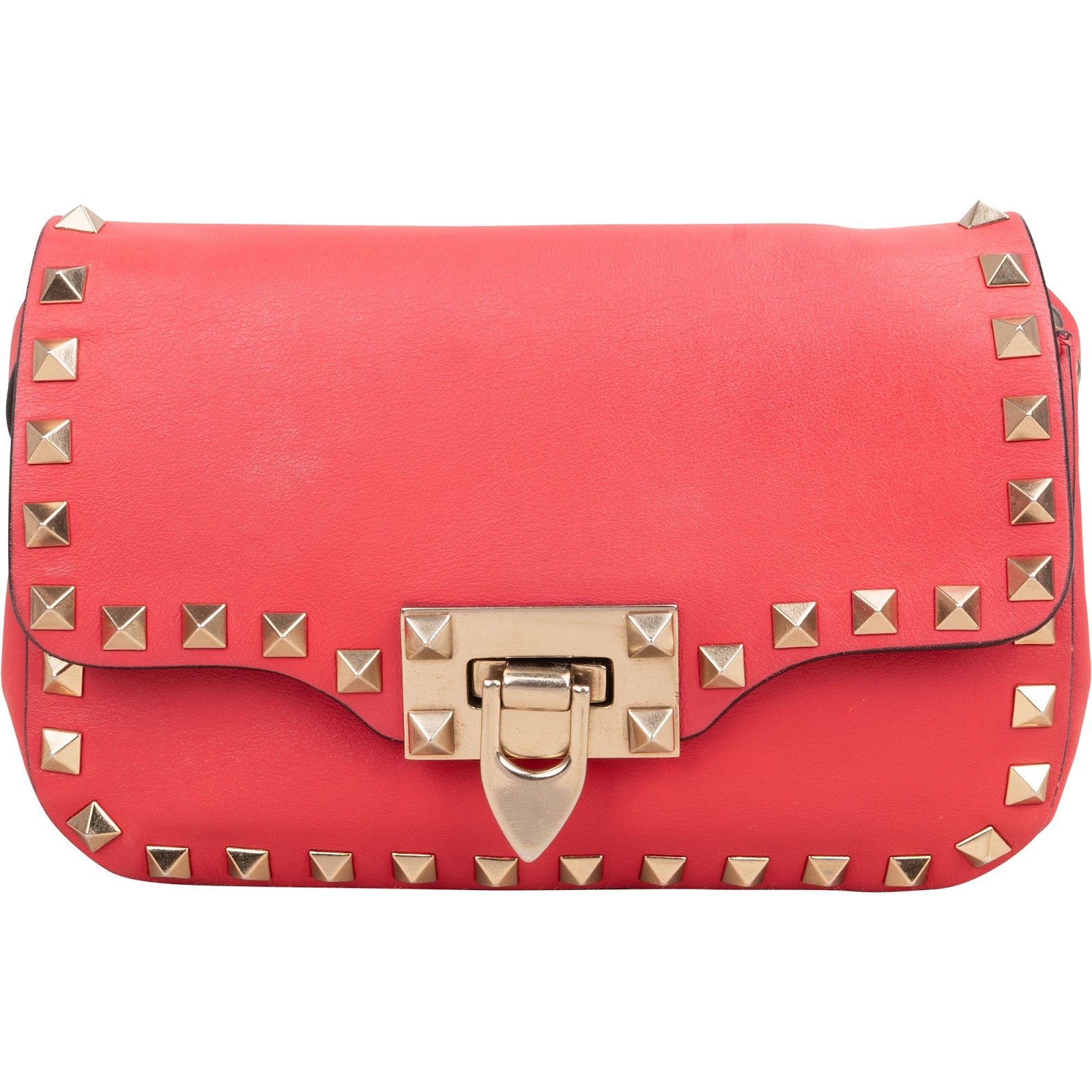 Valentino Garavani Pink Leather Rockstud Flap Crossbody Bag