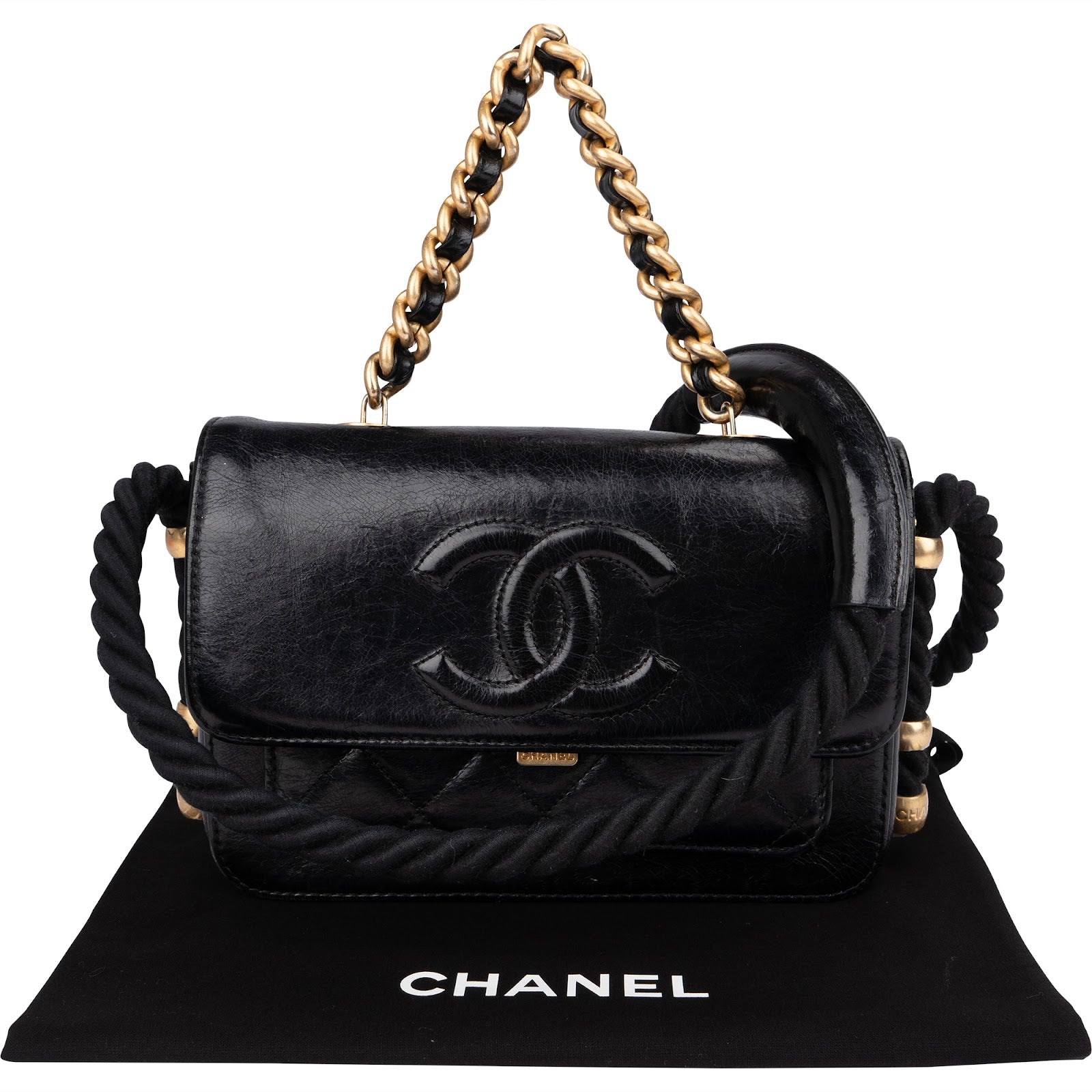 Chanel - Vintage Rope Strap Single Flap Shoulder Bag