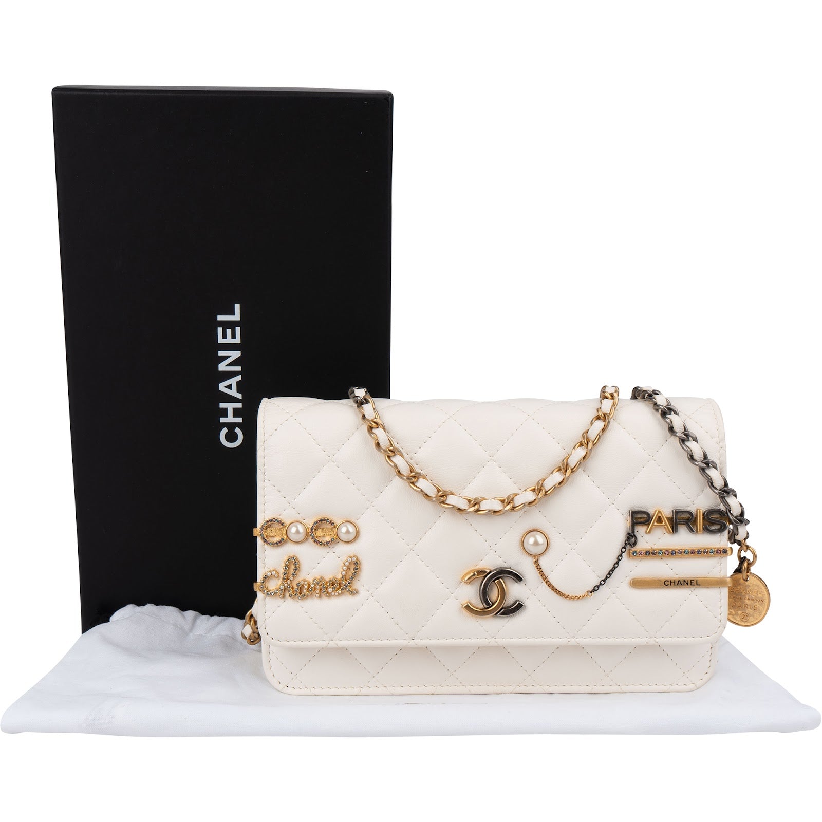 Chanel - Paris-Cosmopolite Charms Two-Tone Wallet On Chain Crossbody Bag