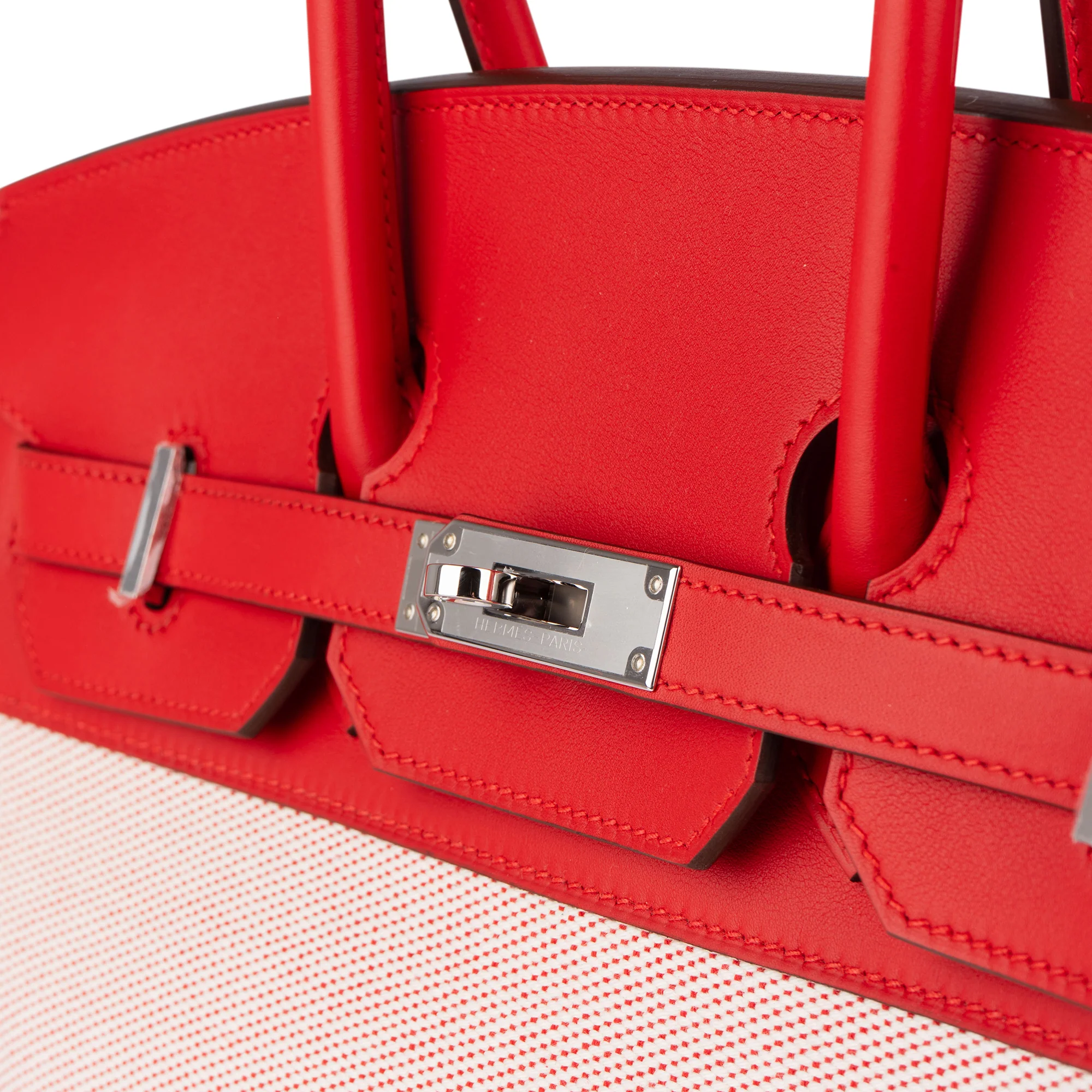 Hermès Fray Swift / Toile H Rouge de Coeur Birkin 35 Handbag