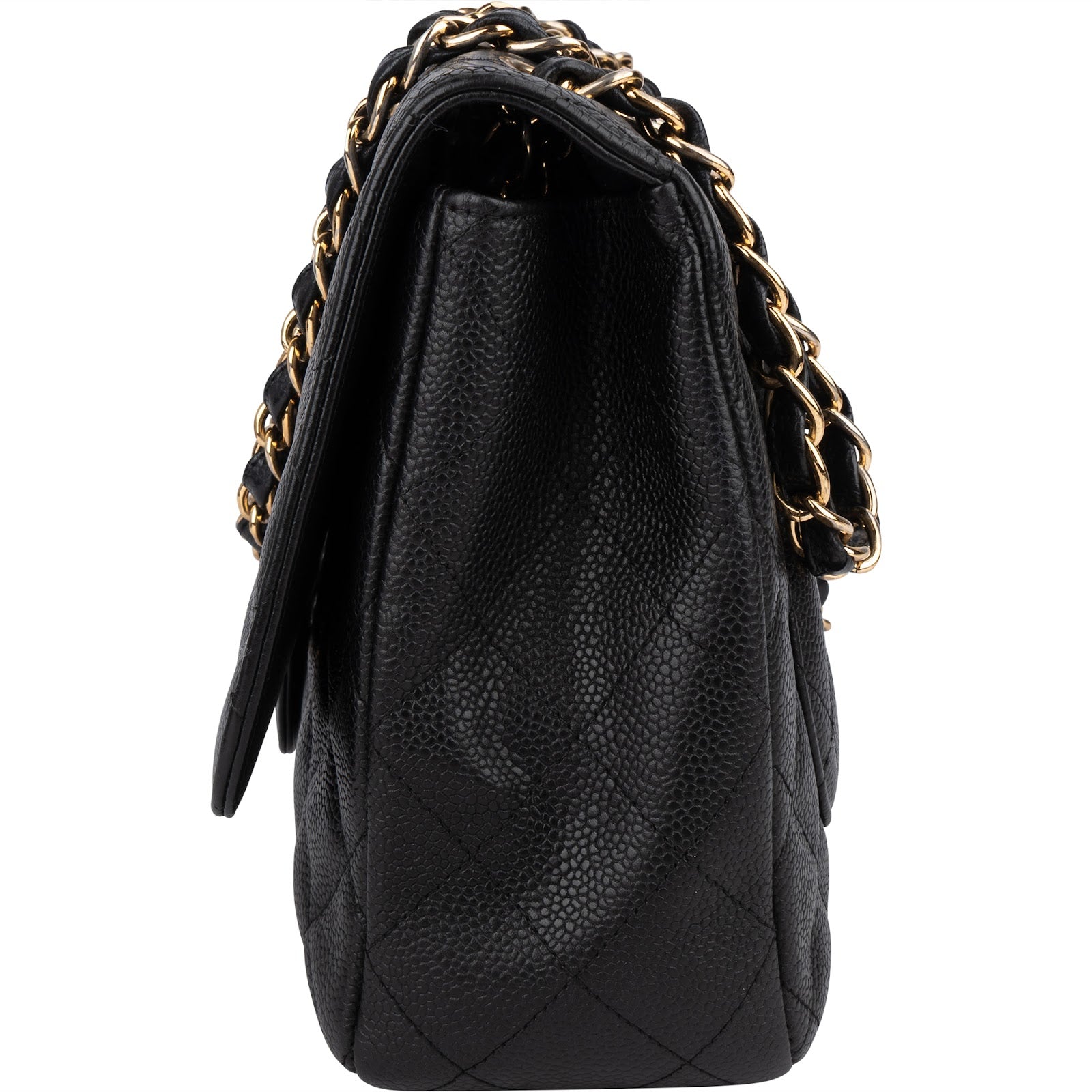 Chanel Quilted Caviar Leather Jumbo Single Flap Crossbody Bag