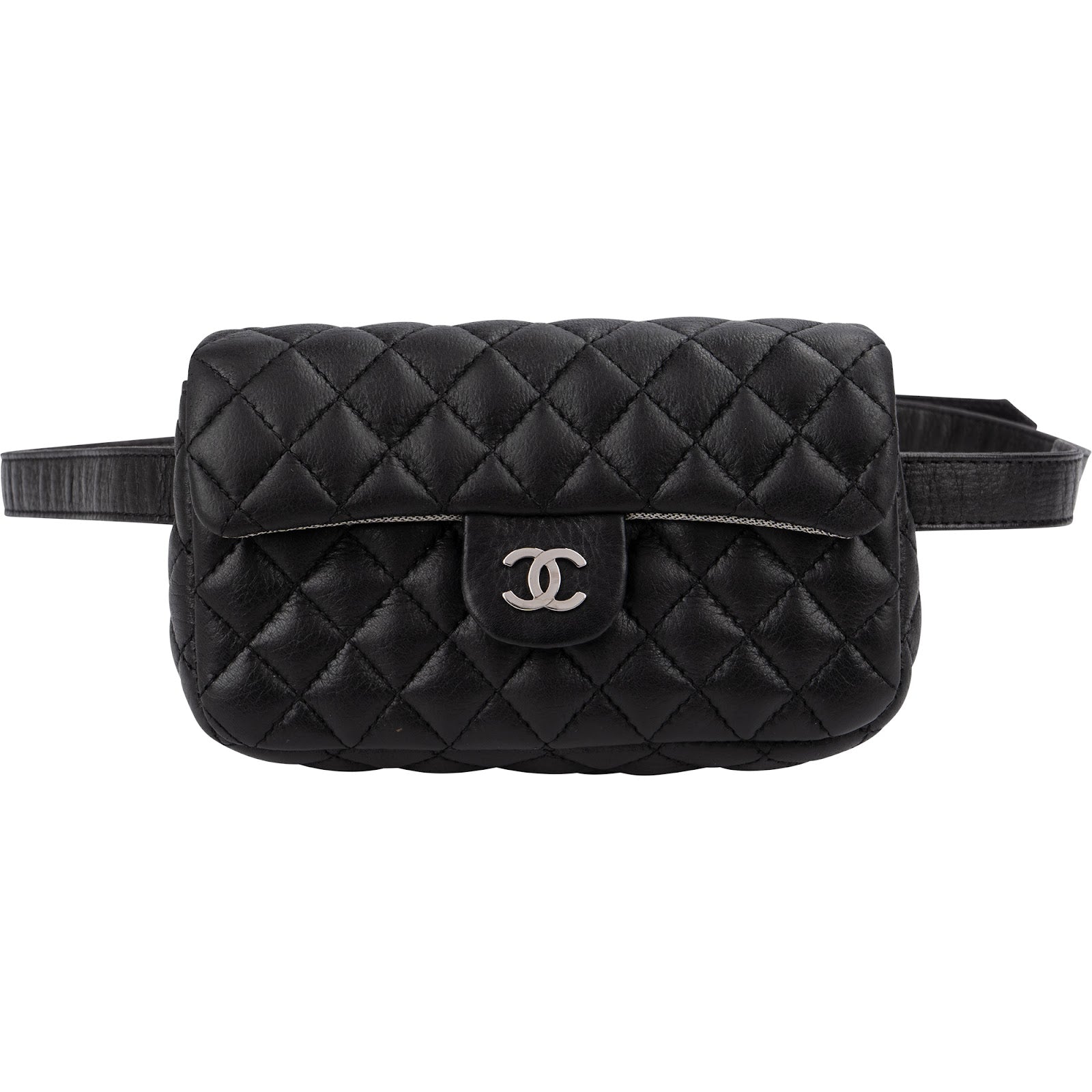 Chanel - Gesteppte riemtas van lamsleer in de kleur Palladium
