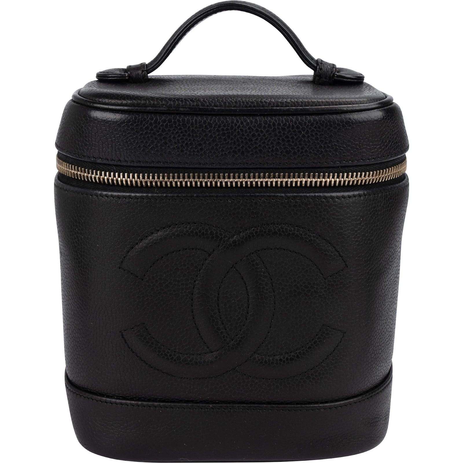 Trousse Chanel in pelle Caviar con motivo CC