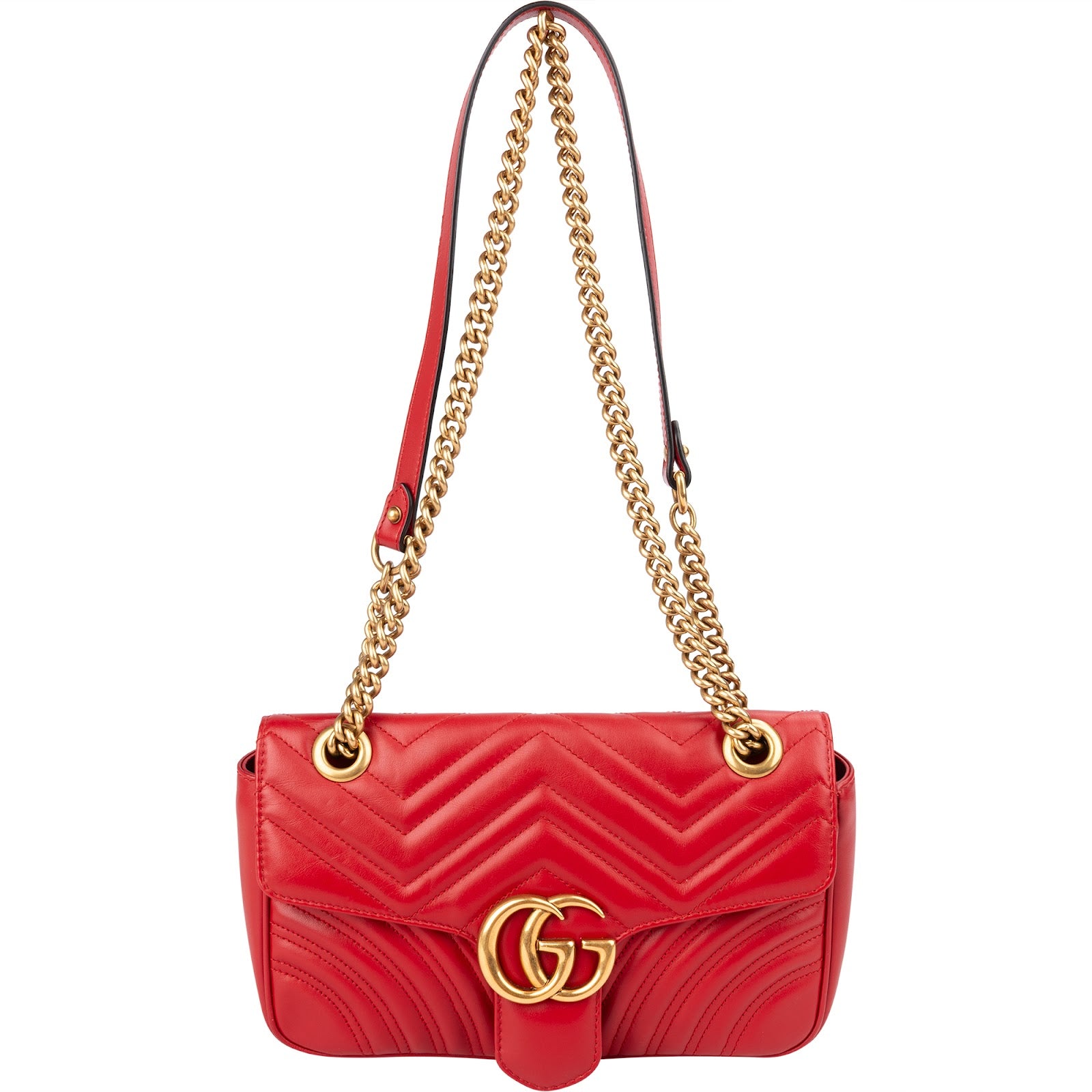 Gucci Chevron Matelassé Leather GG Marmont Medium Shoulder Bag