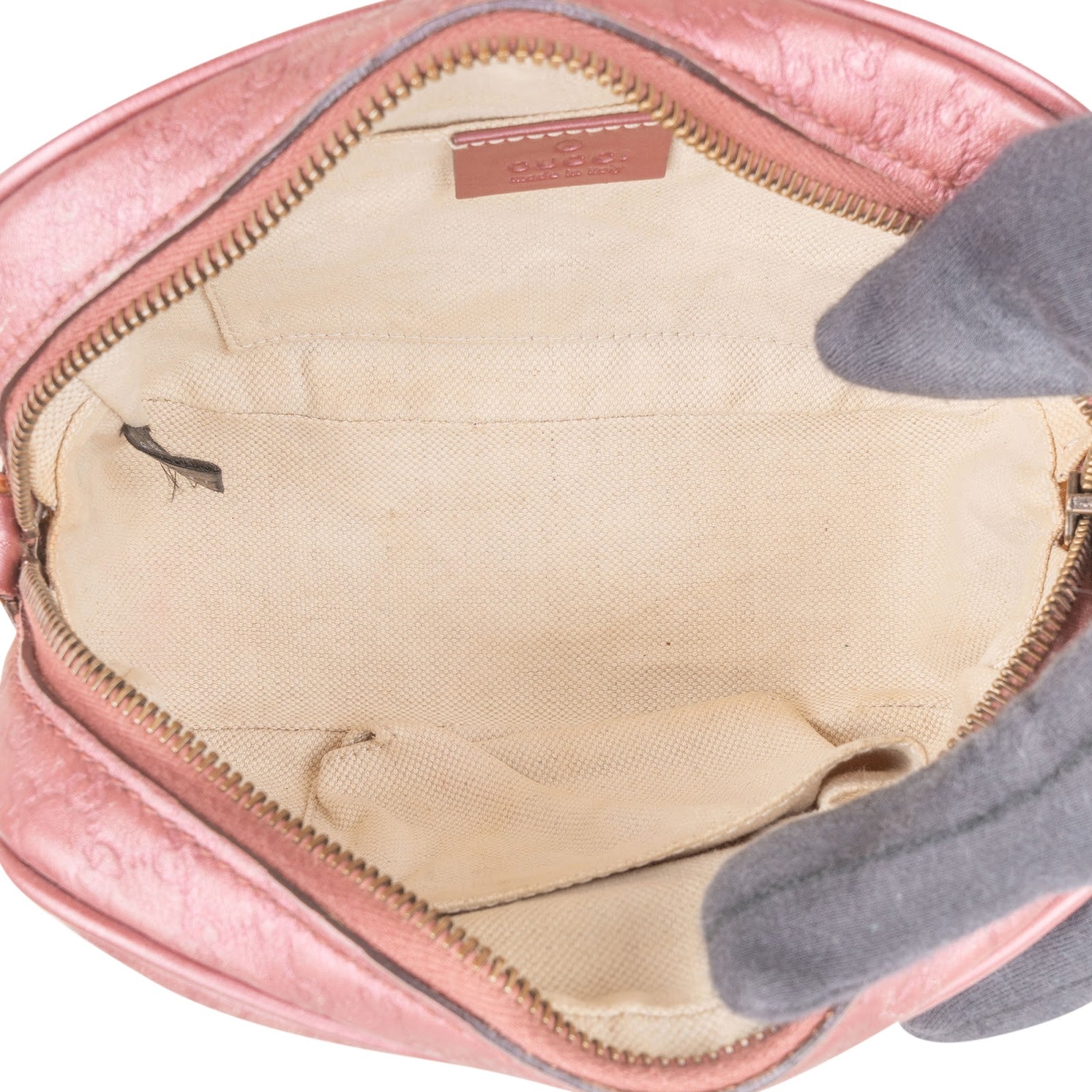 Gucci Microguccissima Metallic Leather Bamboo Crossbody Bag