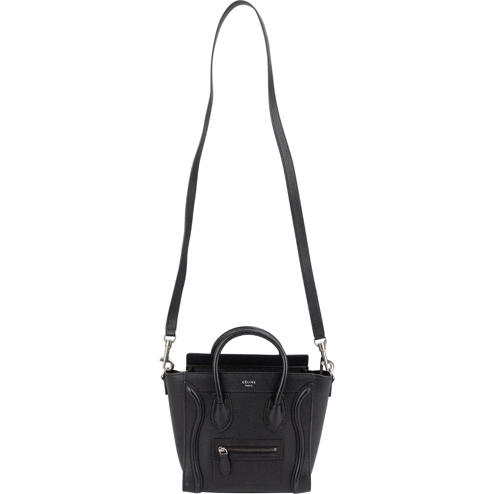 Celine Grained Leather Luggage Nano Crossbody Handbag