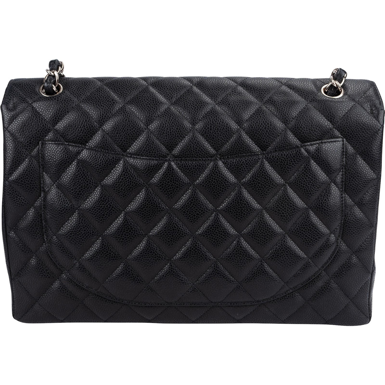 Chanel Quilted Caviar Leather Palladium Maxi Single-Flap Crossbody Bag