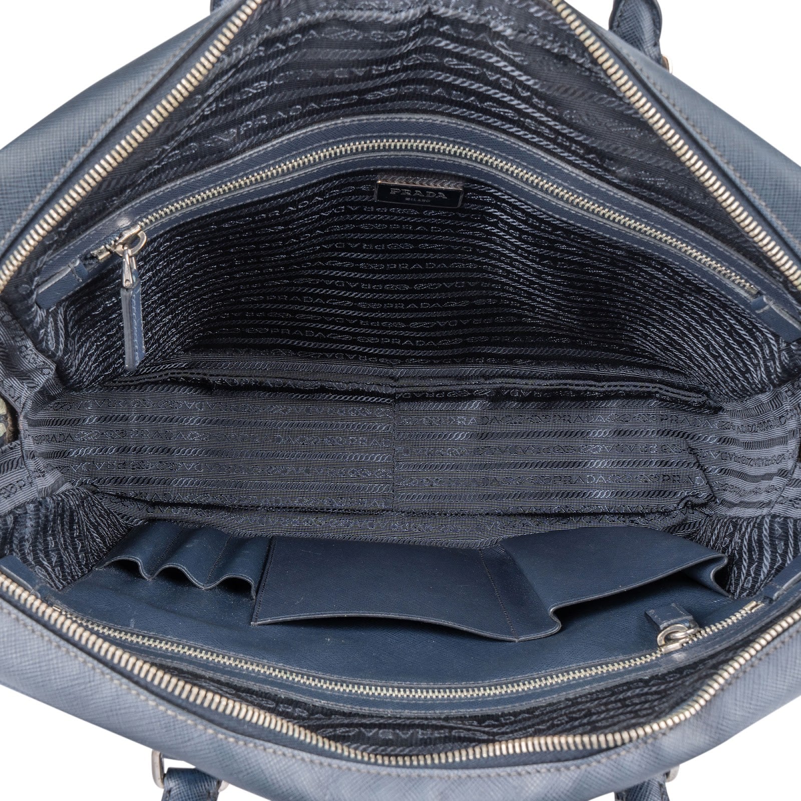 Prada Bleu Saffiano Leather Notebook Tasche