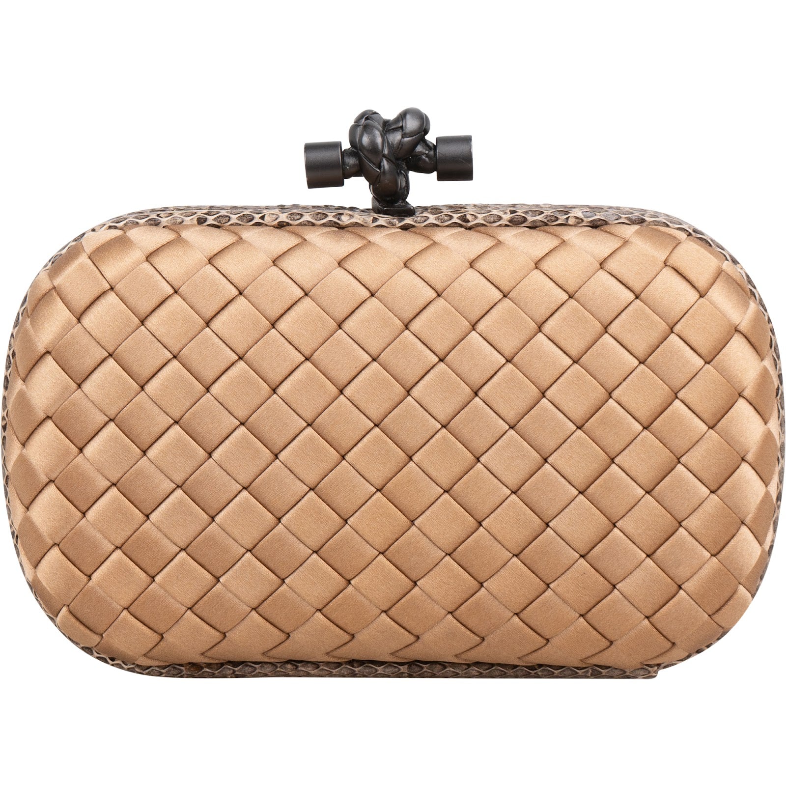 Bottega Veneta Intrecciato Satin Knot Snakeskin Clutch