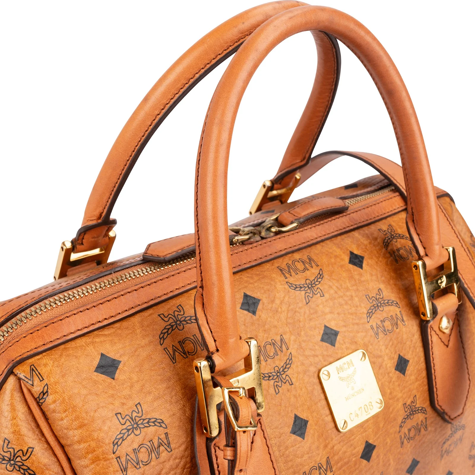 MCM Monogram Visetos Heritage Boston Bag