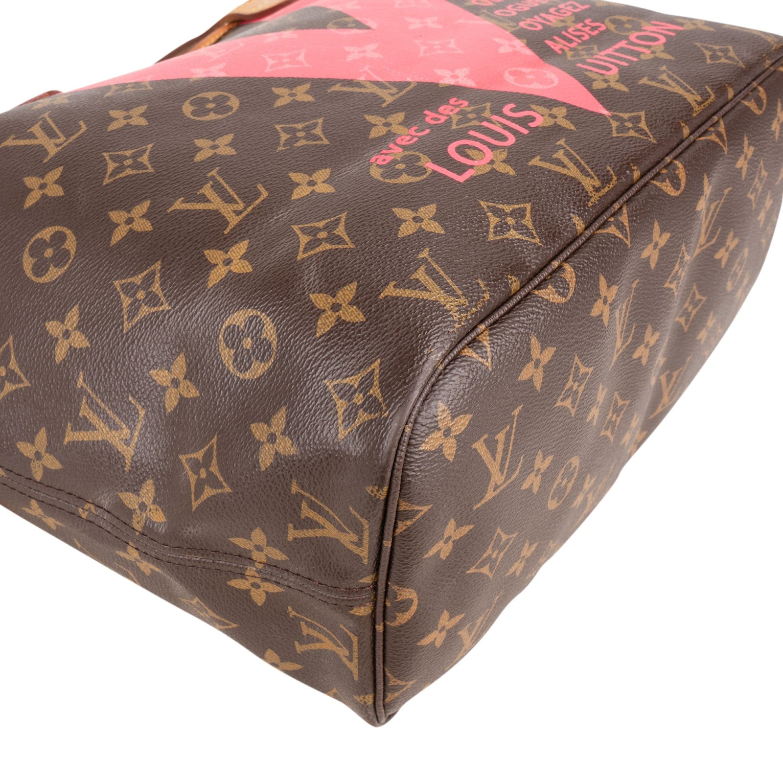 Sac Neverfull MM Shopper Louis Vuitton en toile Monogram V Grenade Fuchsia