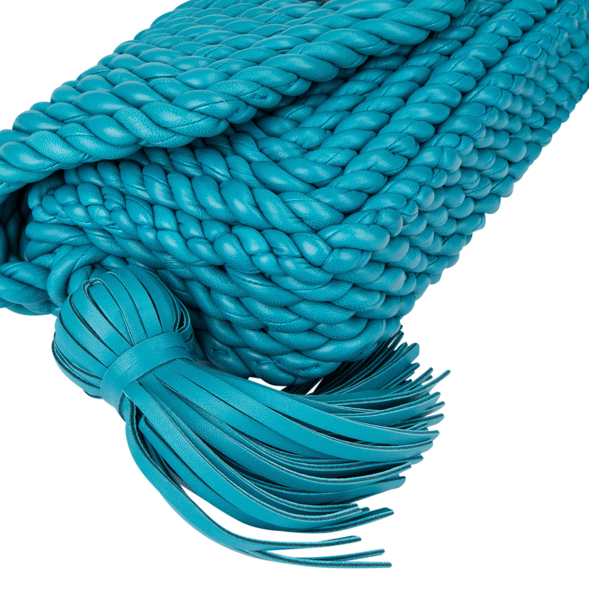 Sac à bandoulière « Torchon » en cuir tressé bleu de Bottega Veneta