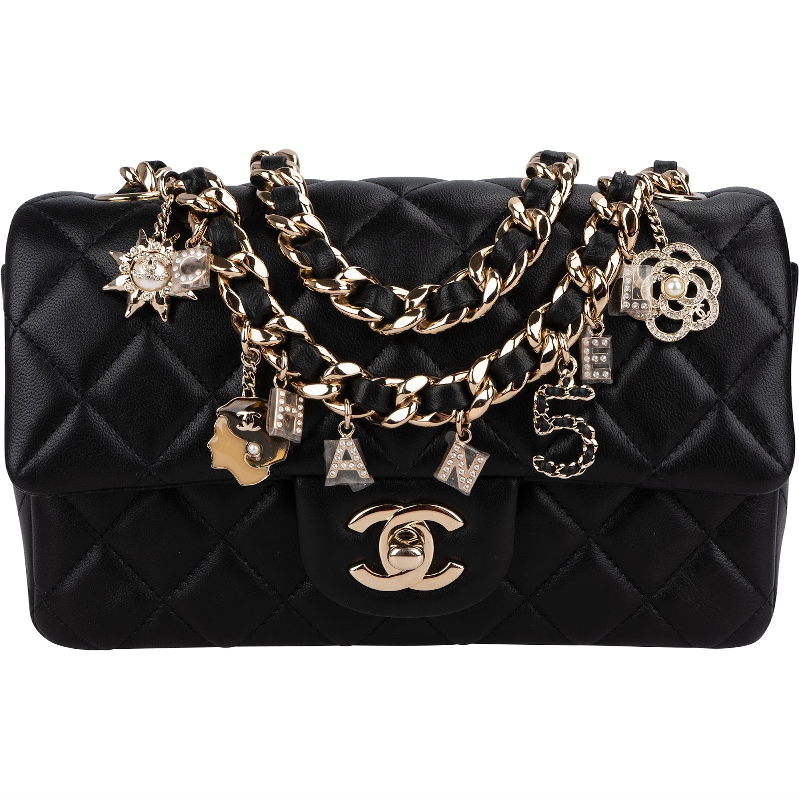 Chanel Quilted Lambskin Coco Lucky Charms Single Flap Crossbody Bag