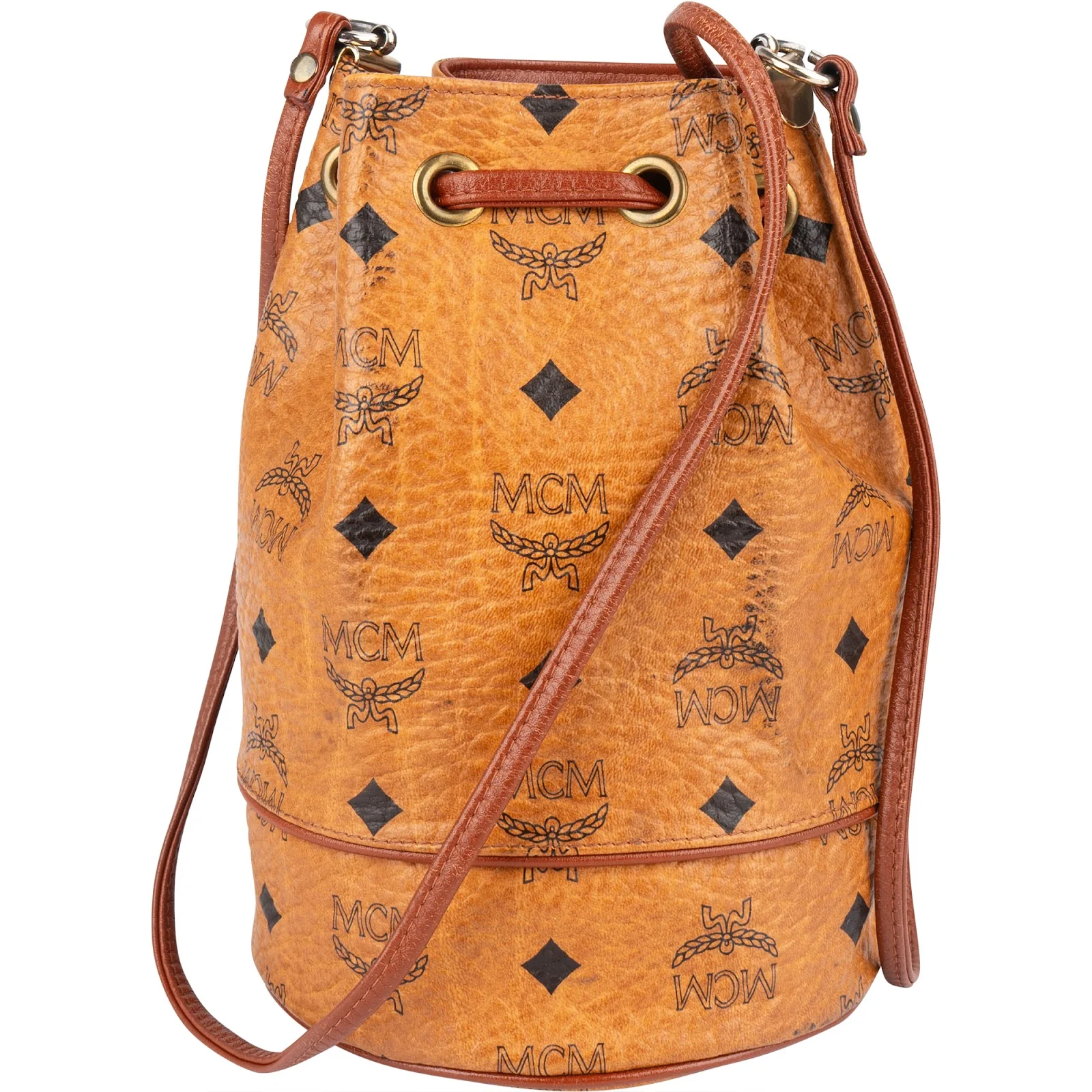 MCM Monogram Visetos Mini Drawstring Bucket Crossbody Bag
