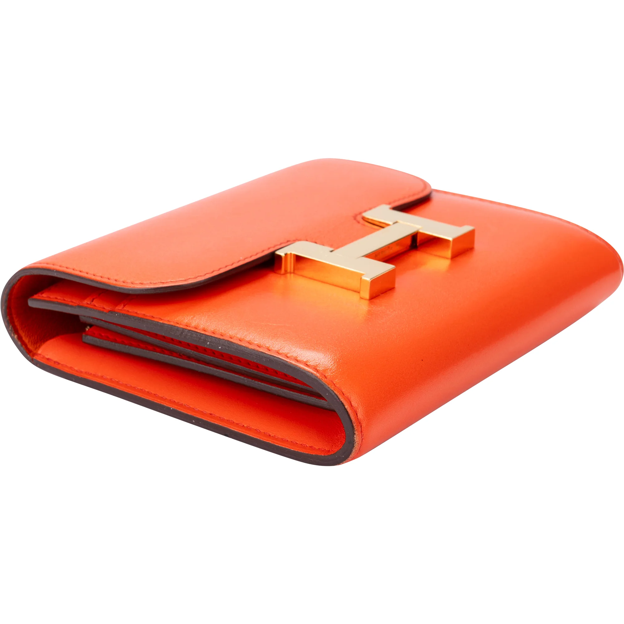 Hermès Constance Compact Orange Poppy Wallet