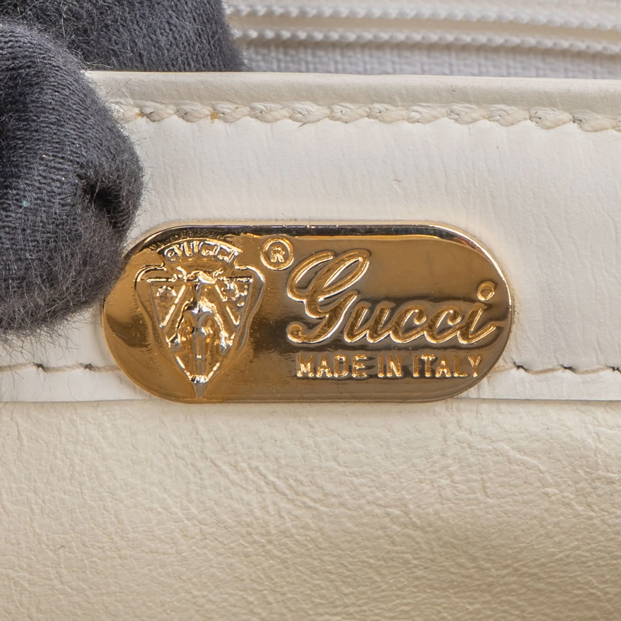 Gucci All White Leather Turnlock Handbag