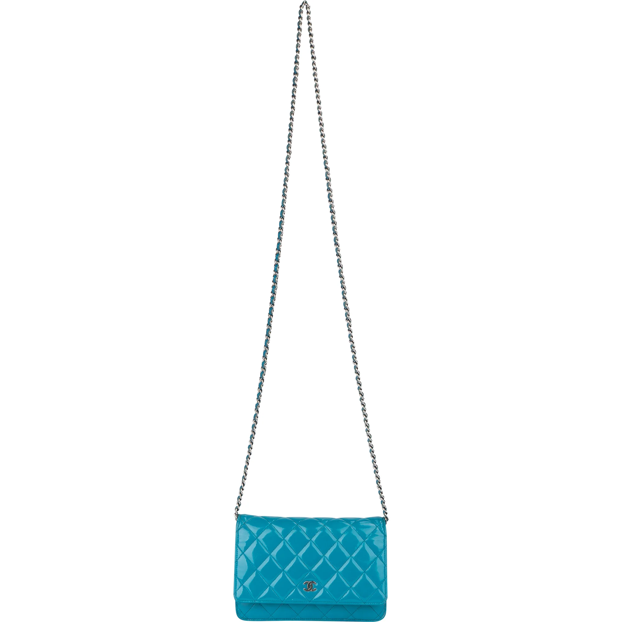 Chanel Quilted Patent Leather Wallet On Chain Crossbody Bag