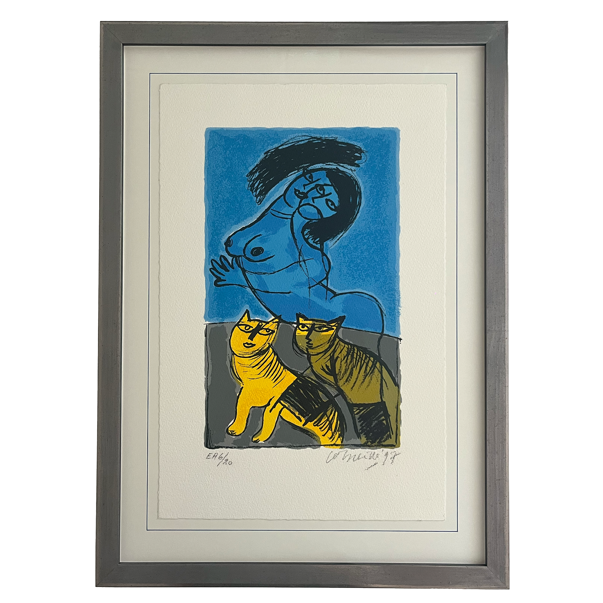 Corneille - Le dédoublement - Le Nu avec le chat - Lithografie