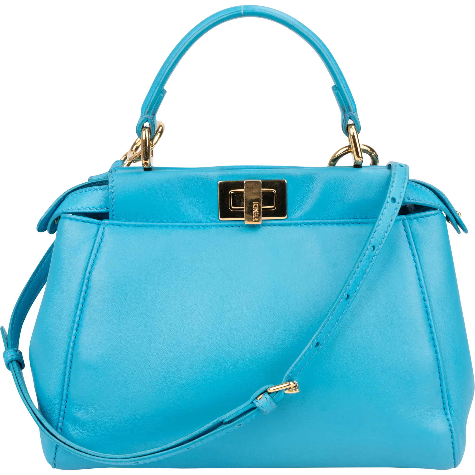 Fendi Blue Leather Peekaboo Handbag