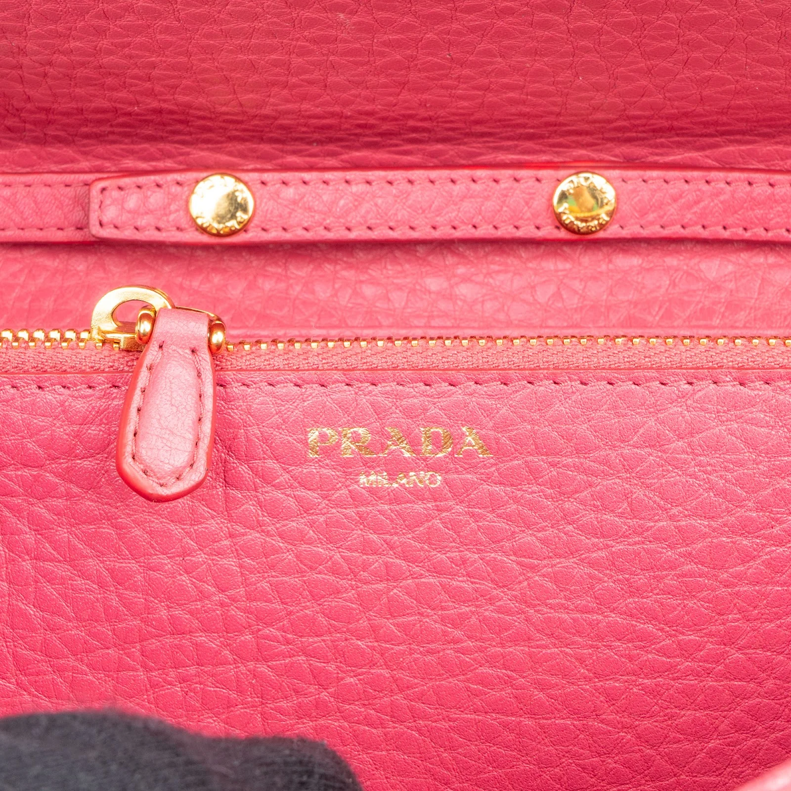 Prada Pink Pebbled Leather Wallet on Chain Crossbody Bag