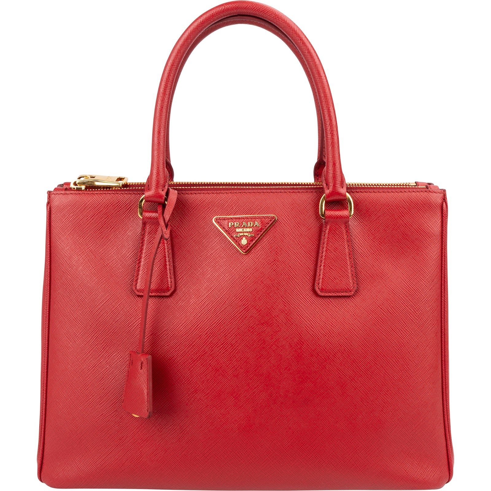 Prada Red Saffiano Leather Galleria Handbag