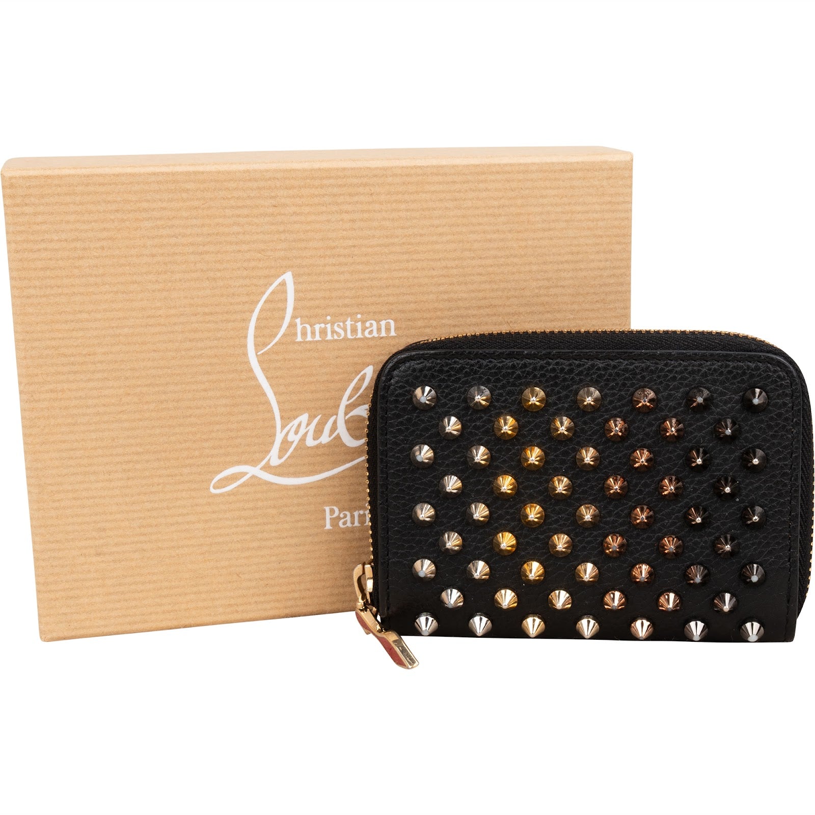 Christian Louboutin Calfskin Panettone Spikes Mini Wallet
