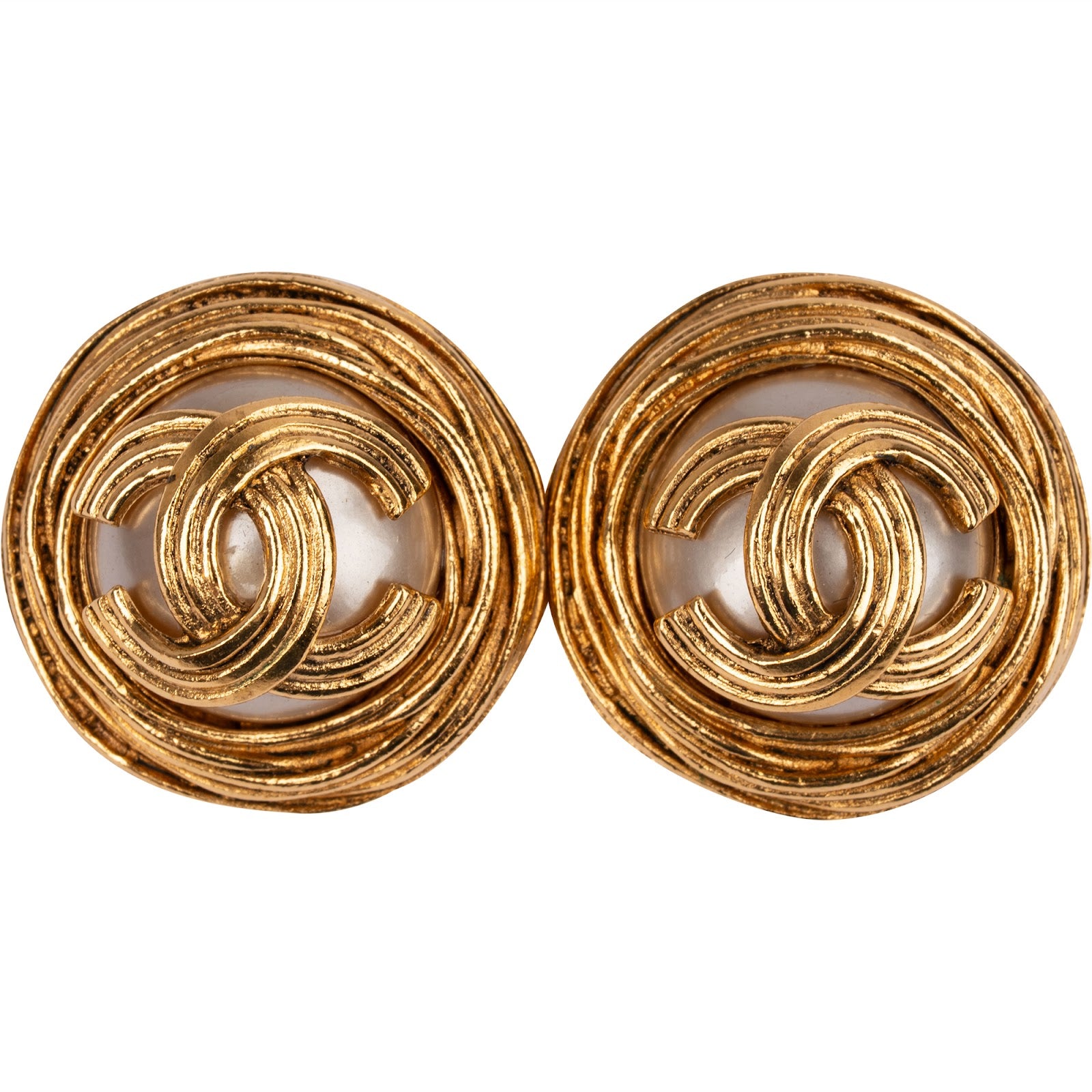 Chanel Vintage CC Pearl 1994 Clip-On Earrings