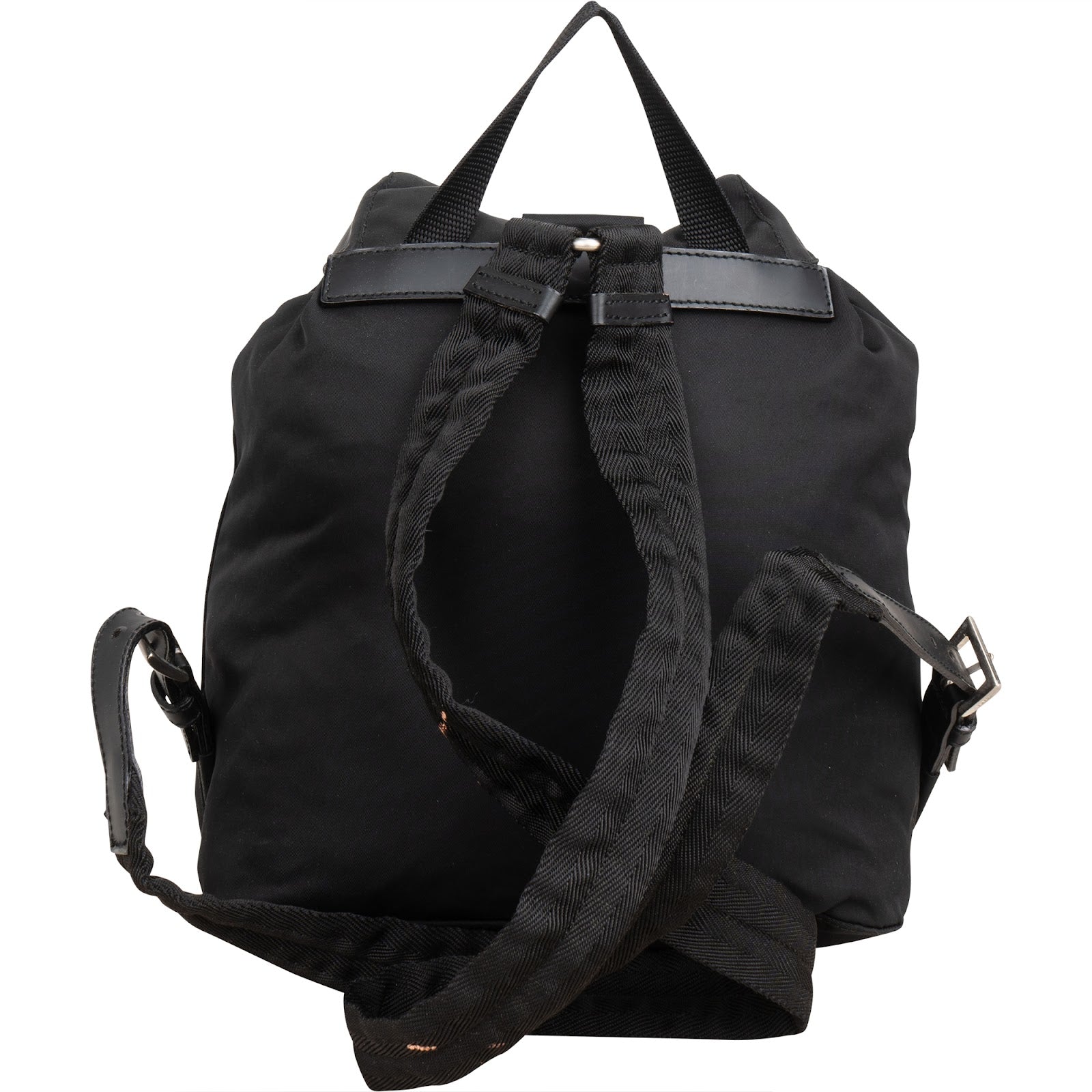 Prada Black Tessuto Nylon Triangle Backpack
