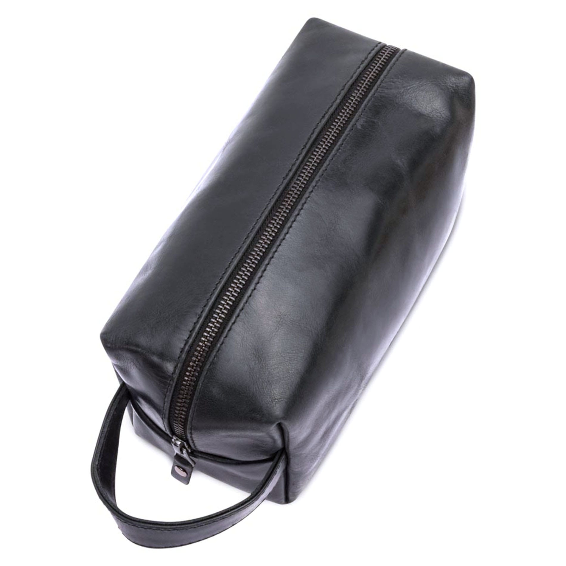 Everest leather wash bag