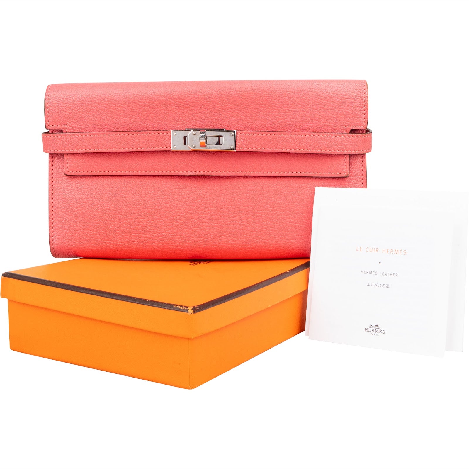 Hermès Bubble Gum Mysore Leather Kelly Wallet