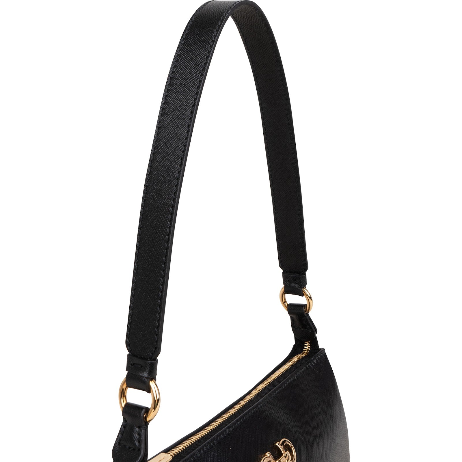 Salvatore Ferragamo Saffiano Leather Gancini Baguette Shoulder Bag