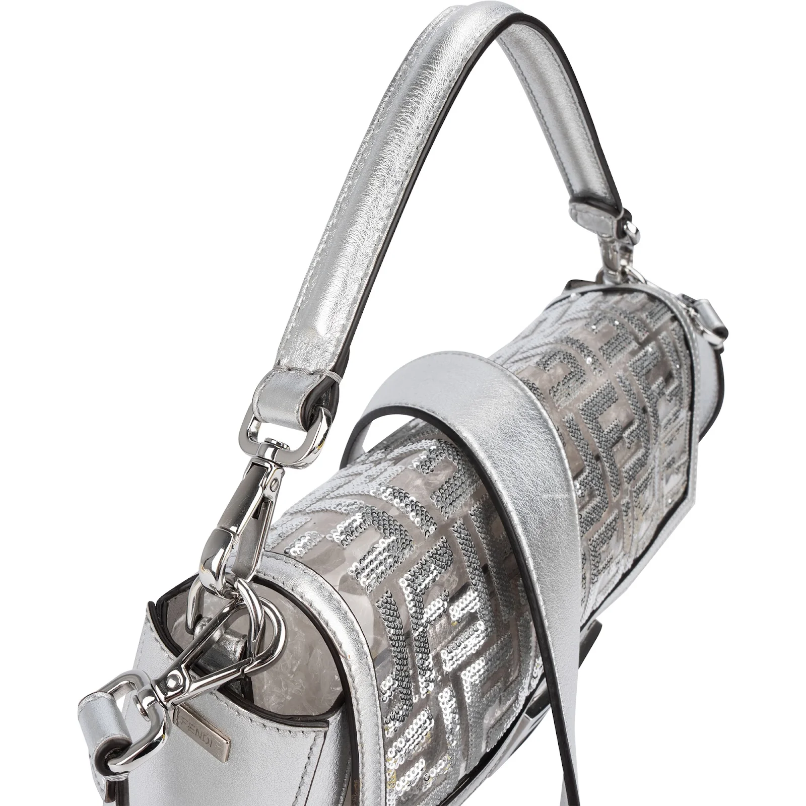 Fendi FF Sequin Embroidered Monogram Baguette Shoulder Handbag
