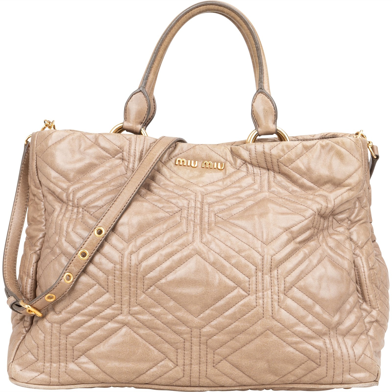Miu Miu Quilted Geometric Leather Handbag