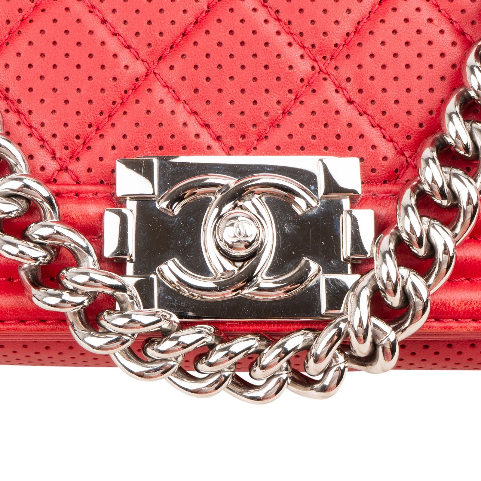 Chanel Quilted Perforated Leather Large Boy Single Flap Crossbody Bag