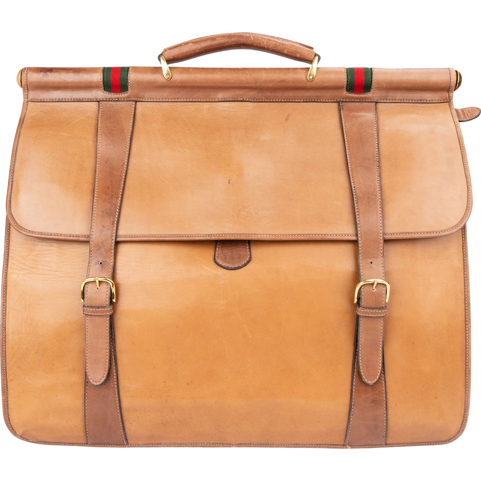 GUCCI Leather Vintage Web Stripe 55 Travel Bag