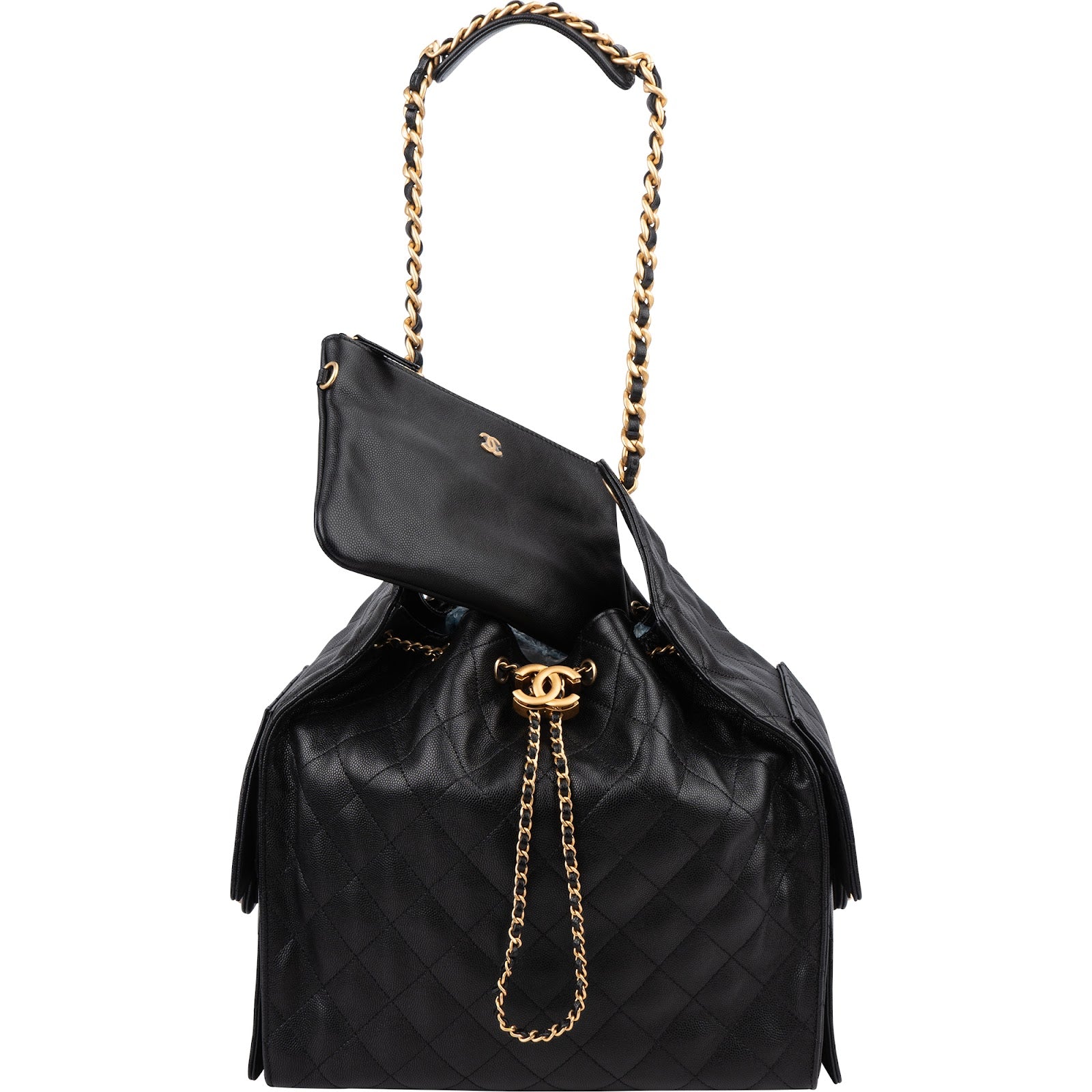 Chanel 25 Caviar Leather CC Drawstring Shoulder Bag