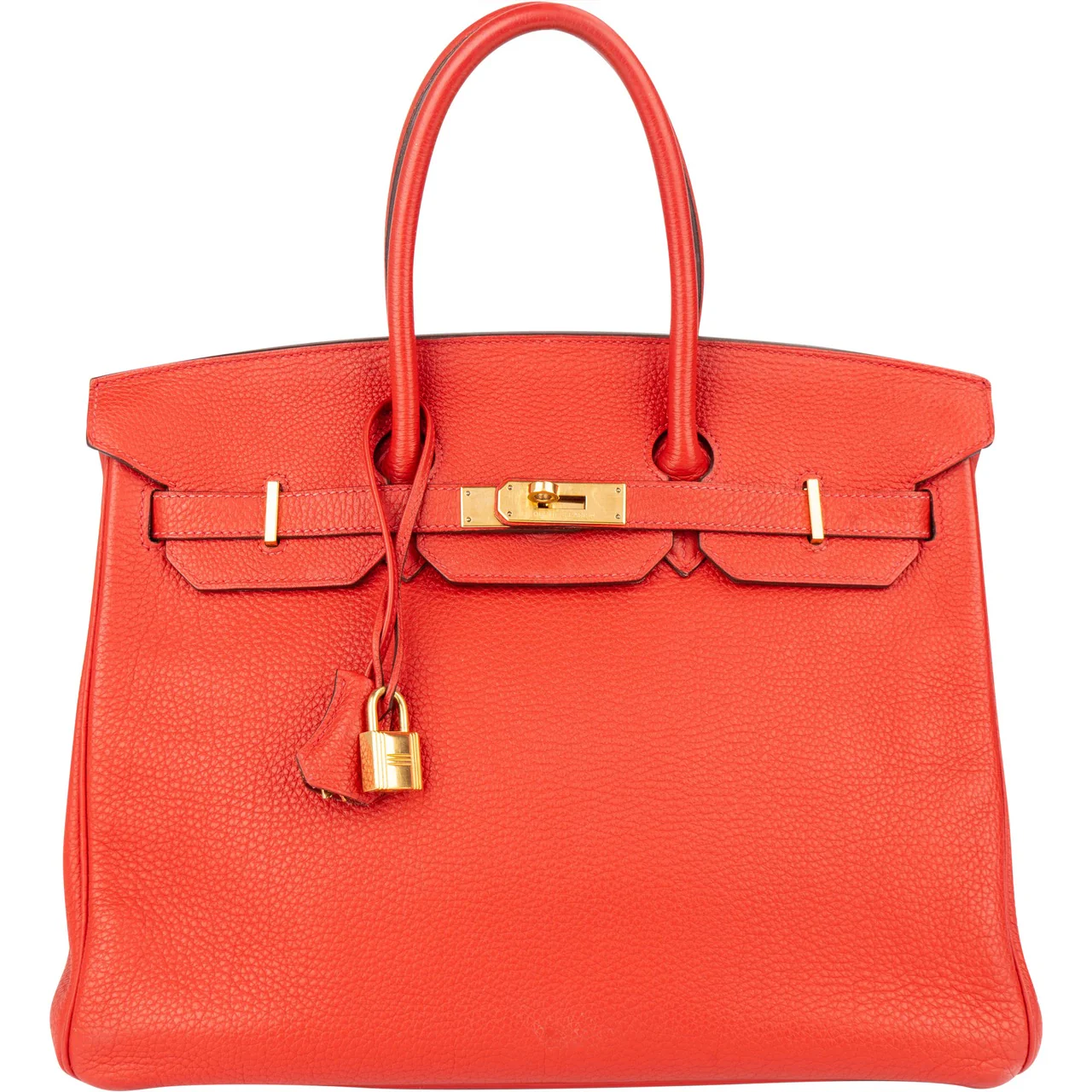 Hermès Rouge Fjord Leather Birkin 35 Handbag