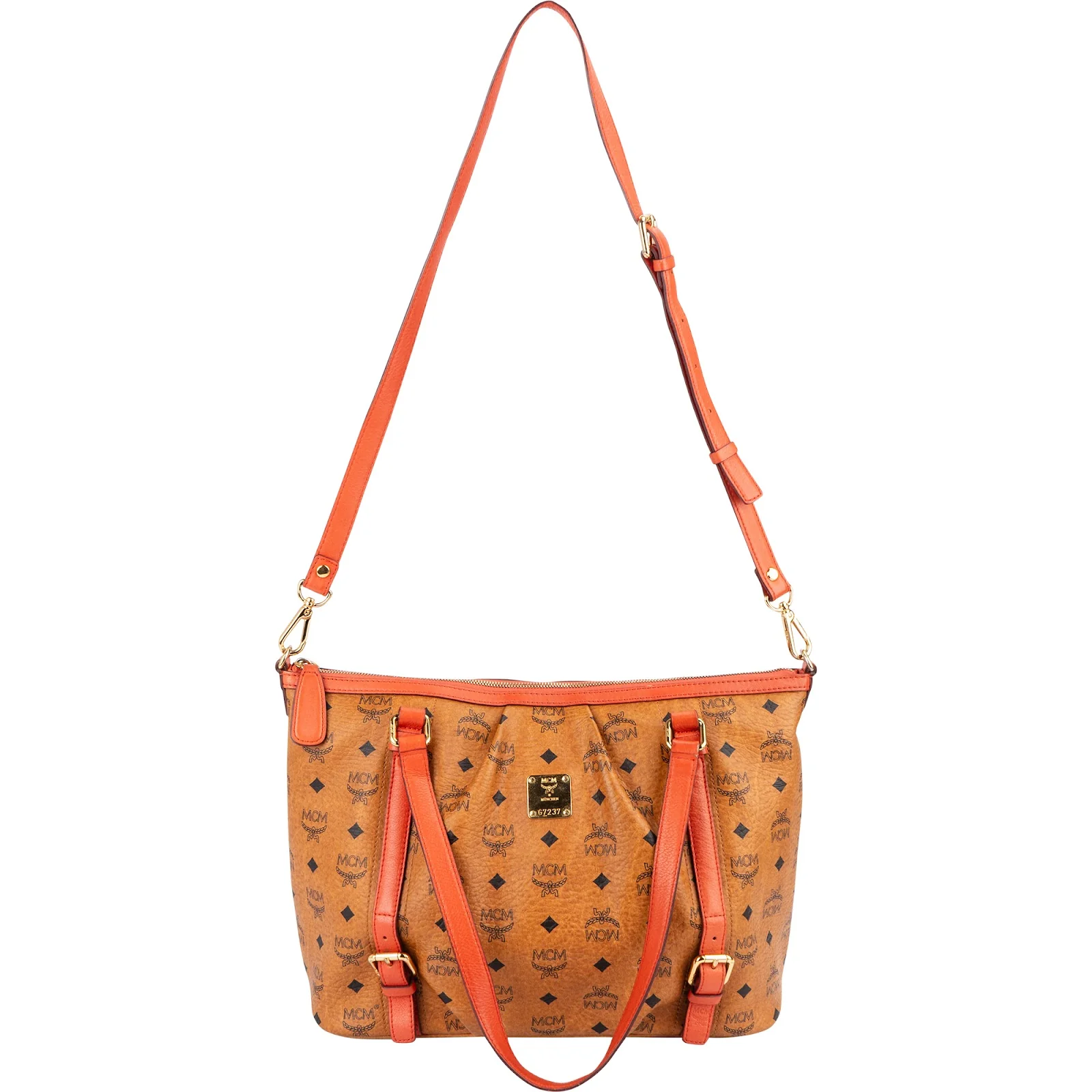 MCM Visetos Monogram Top Zip Shopper Shoulder Bag