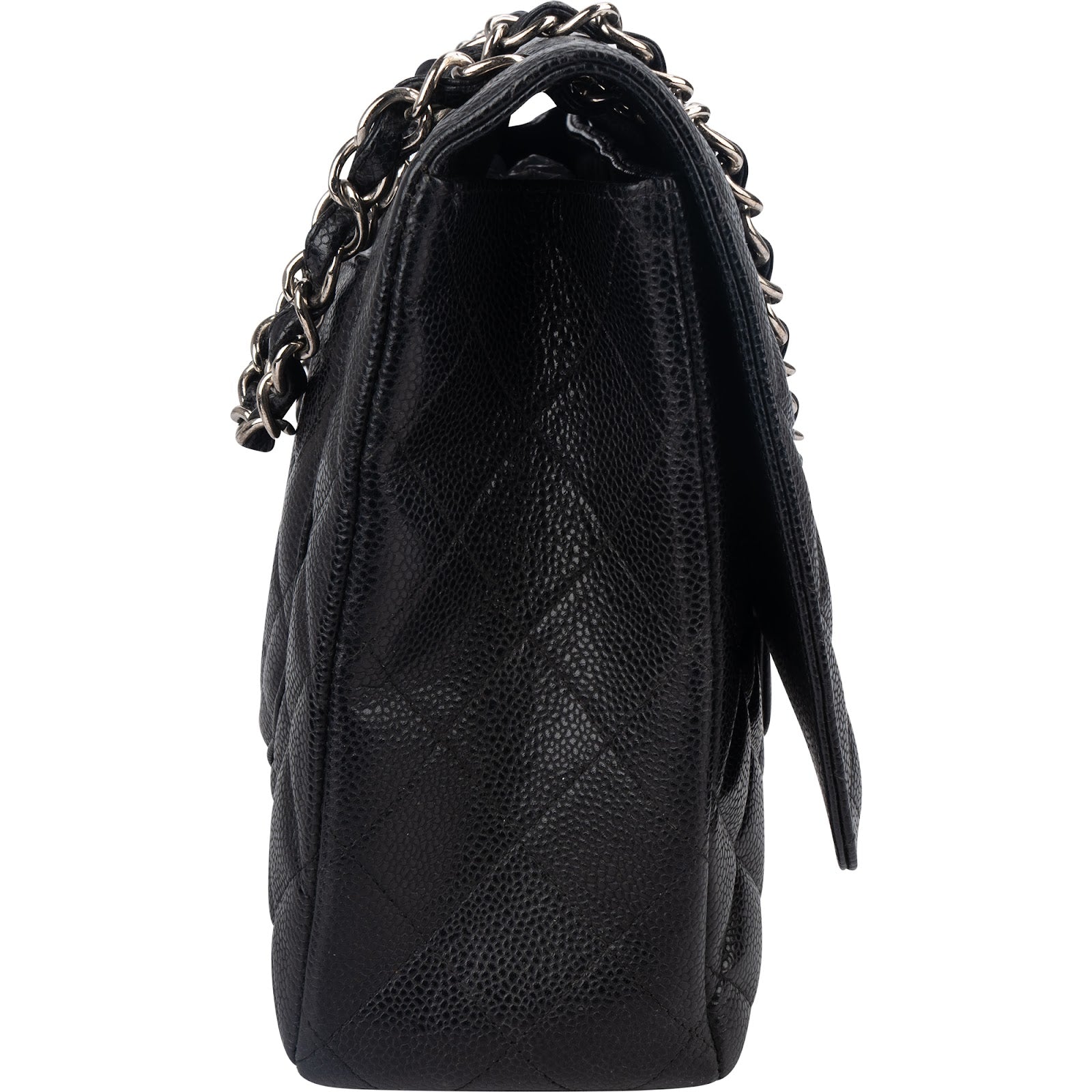 Chanel Quilted Caviar Leather Palladium Maxi Single Flap Crossbody Bag