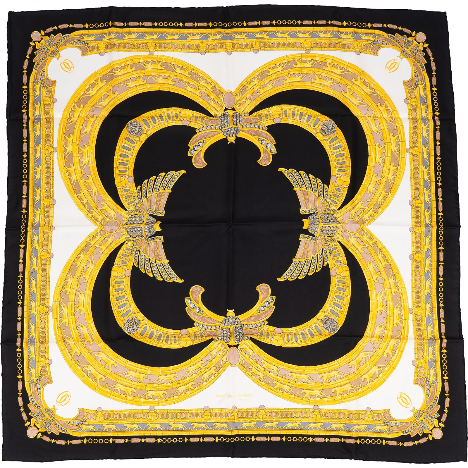 Must de Cartier Egyptian Revival Silk Scarf Tuch