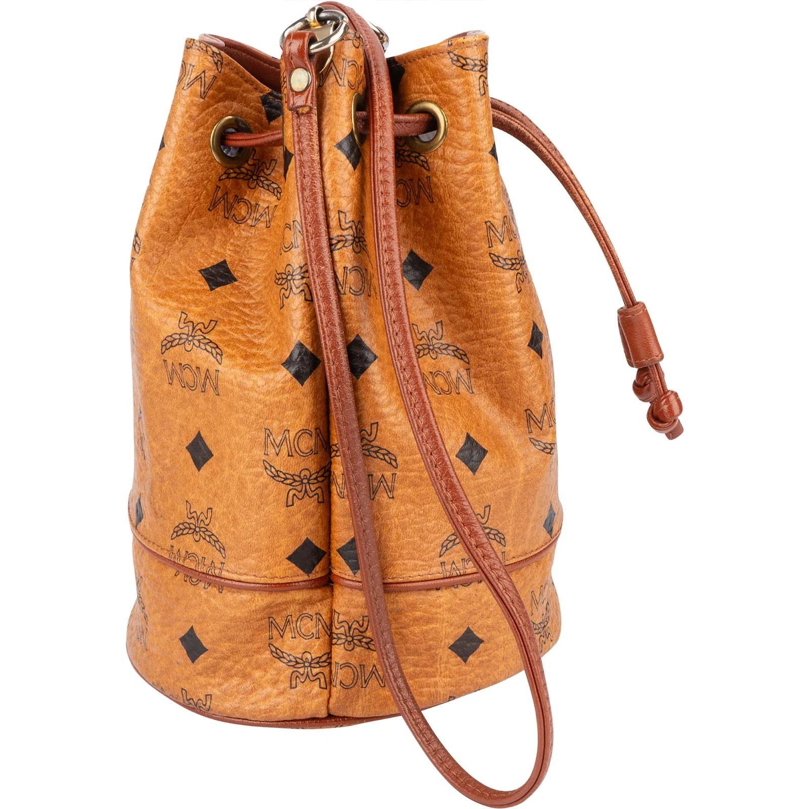 MCM Monogram Visetos Mini Drawstring Bucket Crossbody Bag
