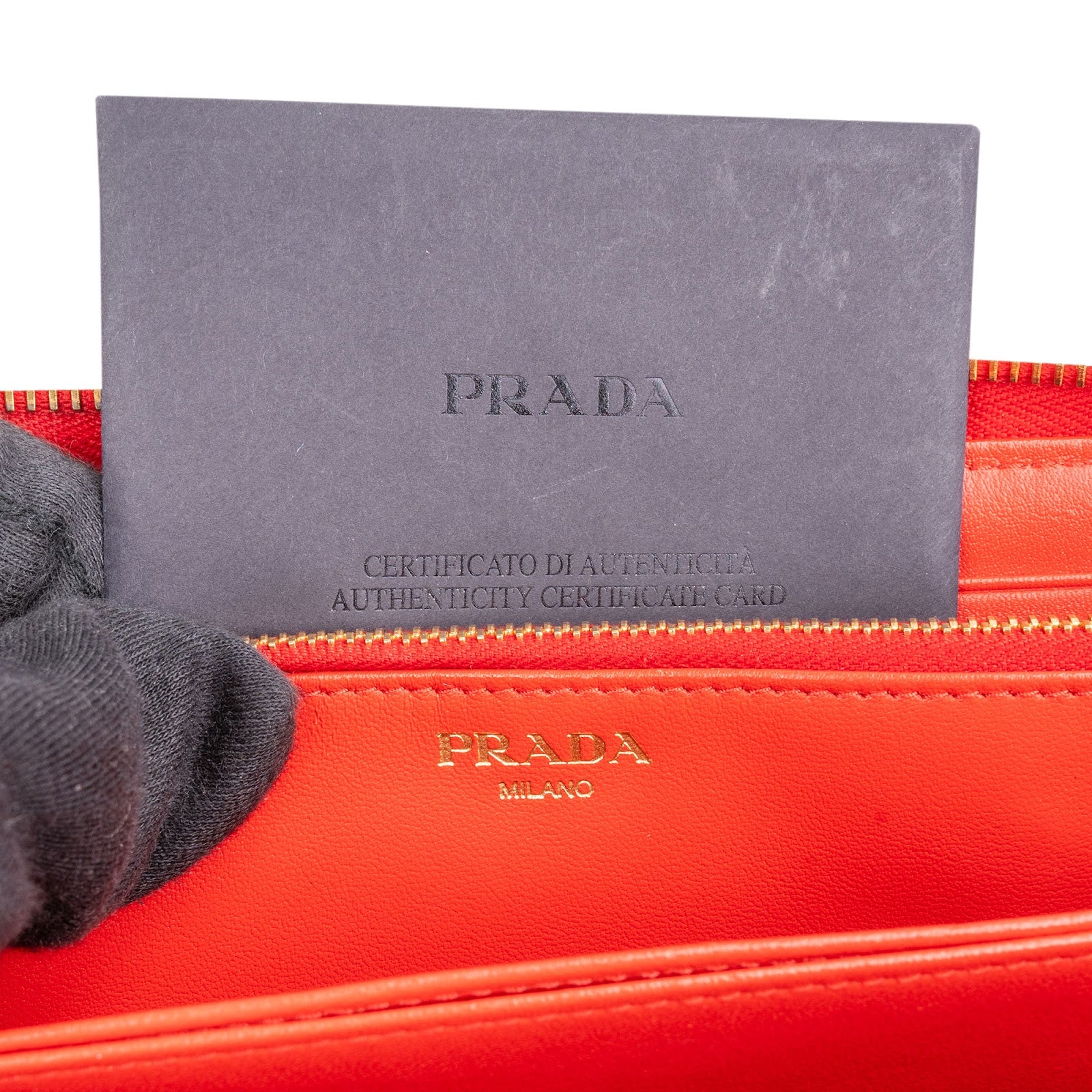 Prada Saffiano Leather Bow Zip-Around Wallet