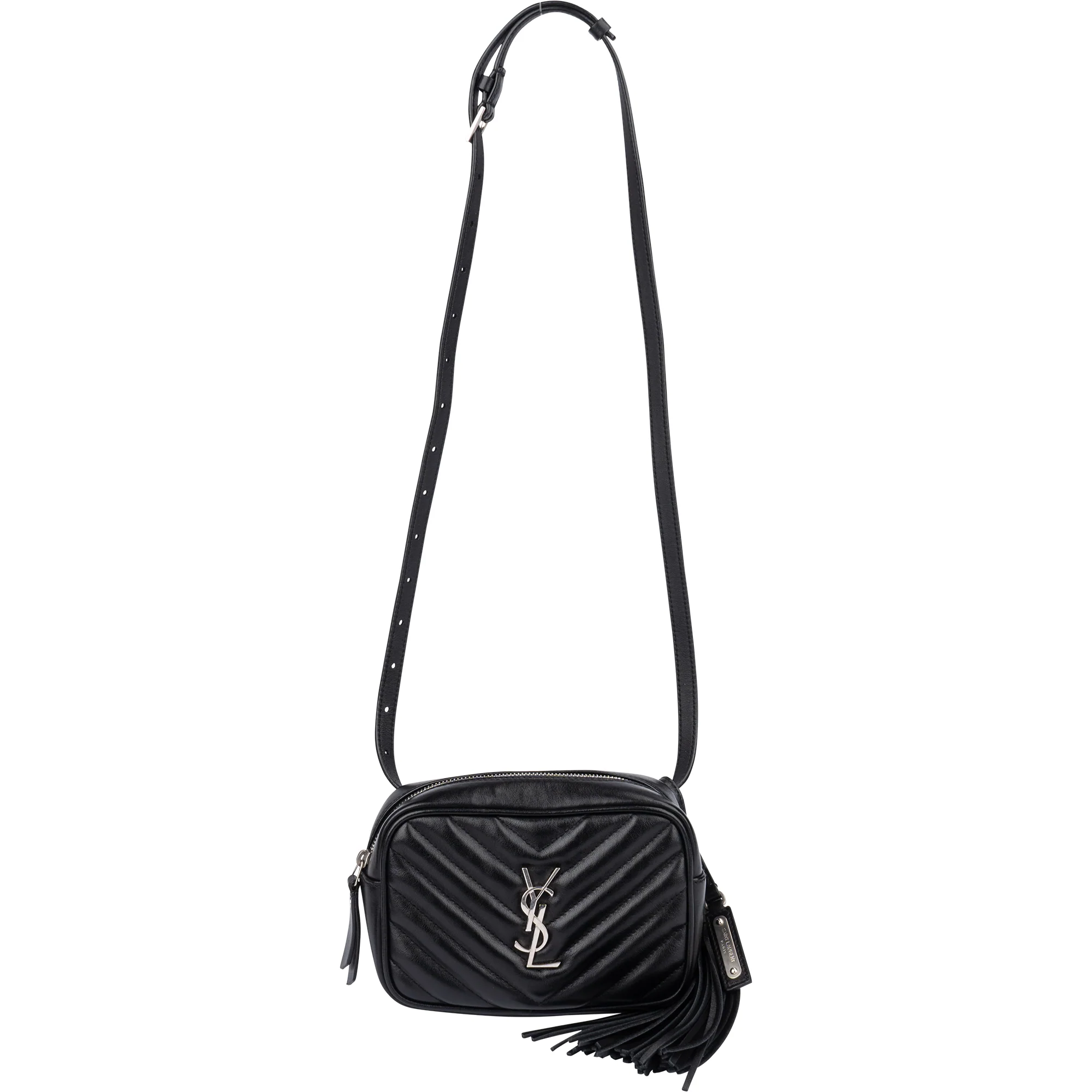 Saint Laurent Black Chevron Leather Lou Crossbody Bum Bag