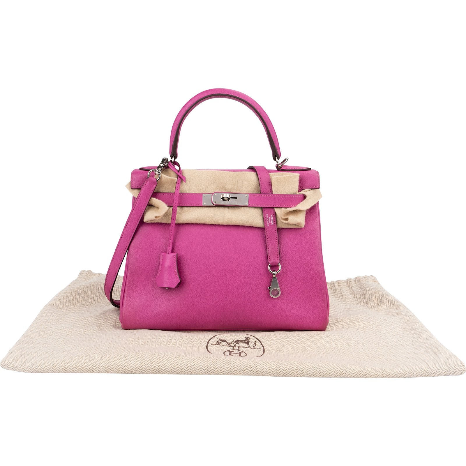 Hermès Pink Chevre Leather Palladium Kelly 28 Handbag