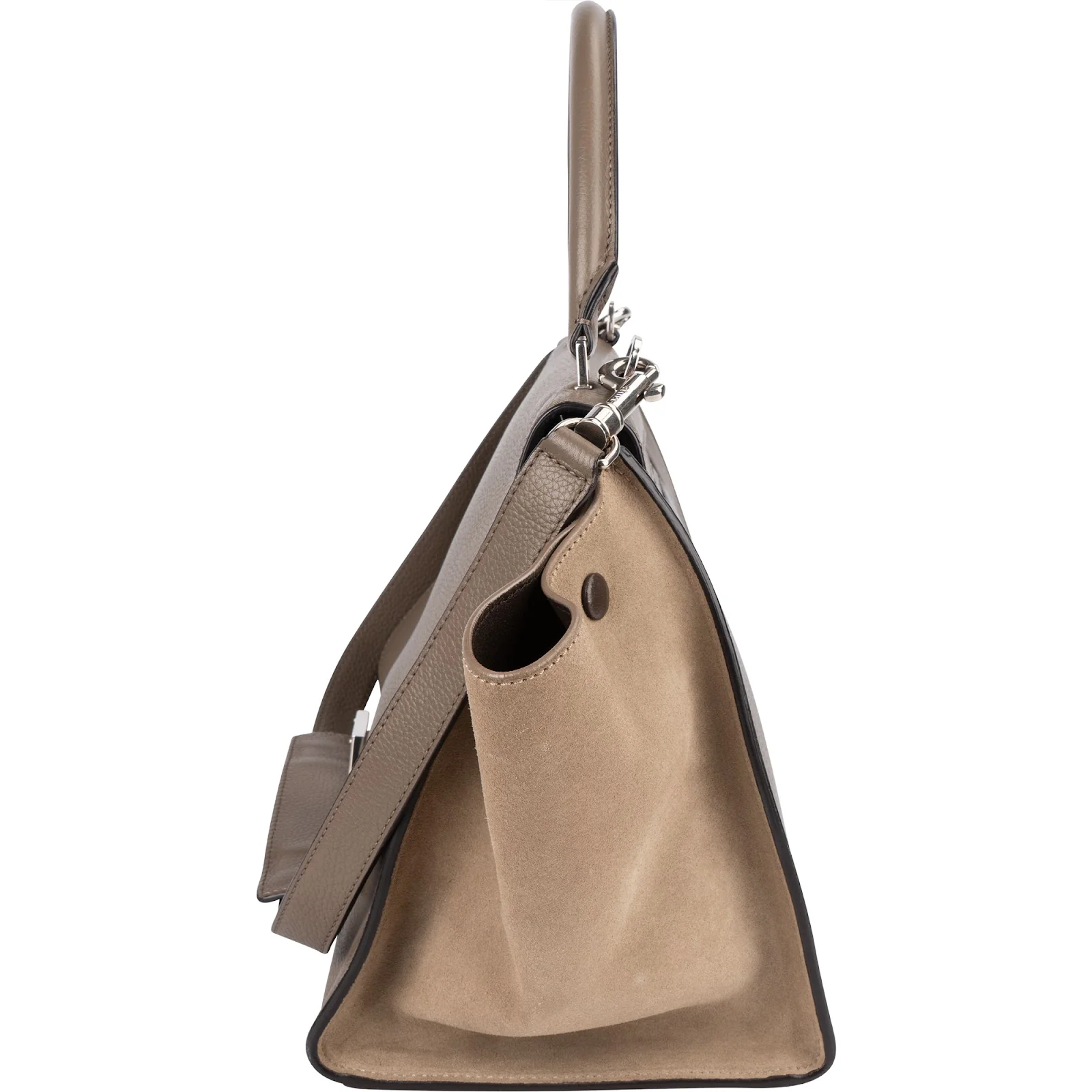 Céline Drummed Calfskin and Suede Trapeze Handbag