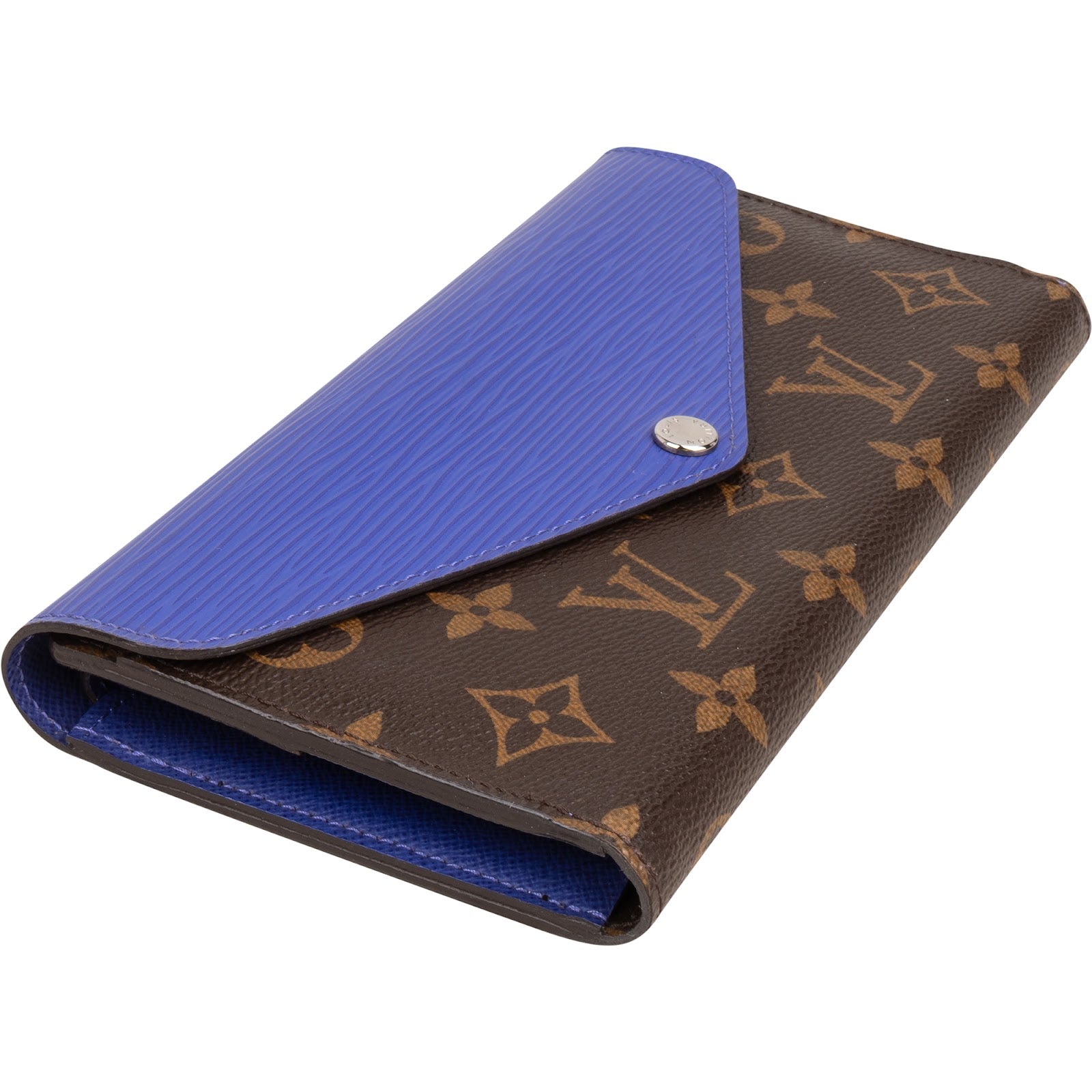 Louis Vuitton Blue Epi Leather Monogram Canvas Sarah Wallet