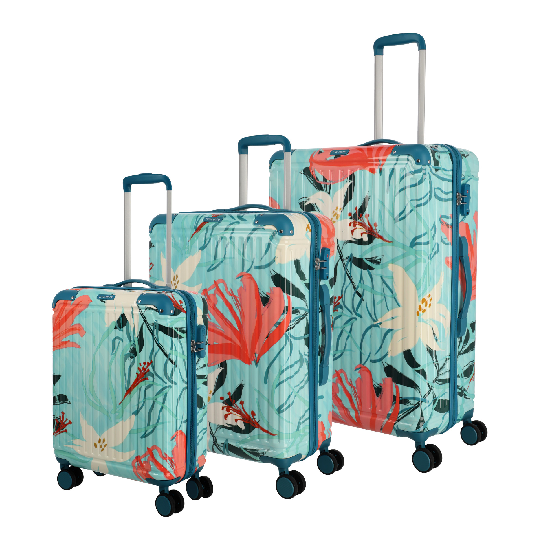 CRUISE Kofferset mit 4 Rollen Gr. L/M/S - Türkise Lilie