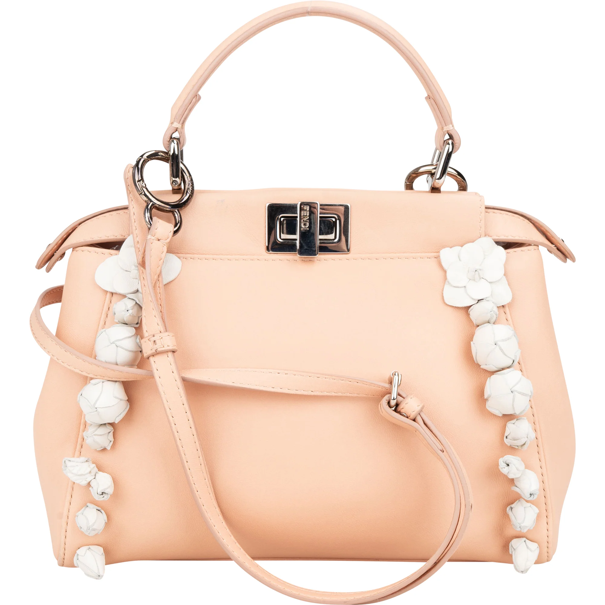 Fendi Nappa Leather Flowering Flower Mini Peekaboo Handbag
