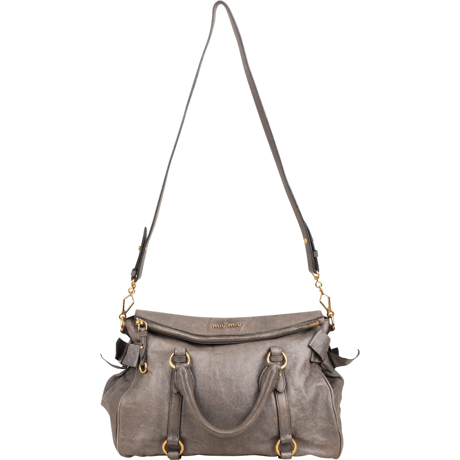 Miu Miu – Vitello Lux Bow Satchel schoudertas