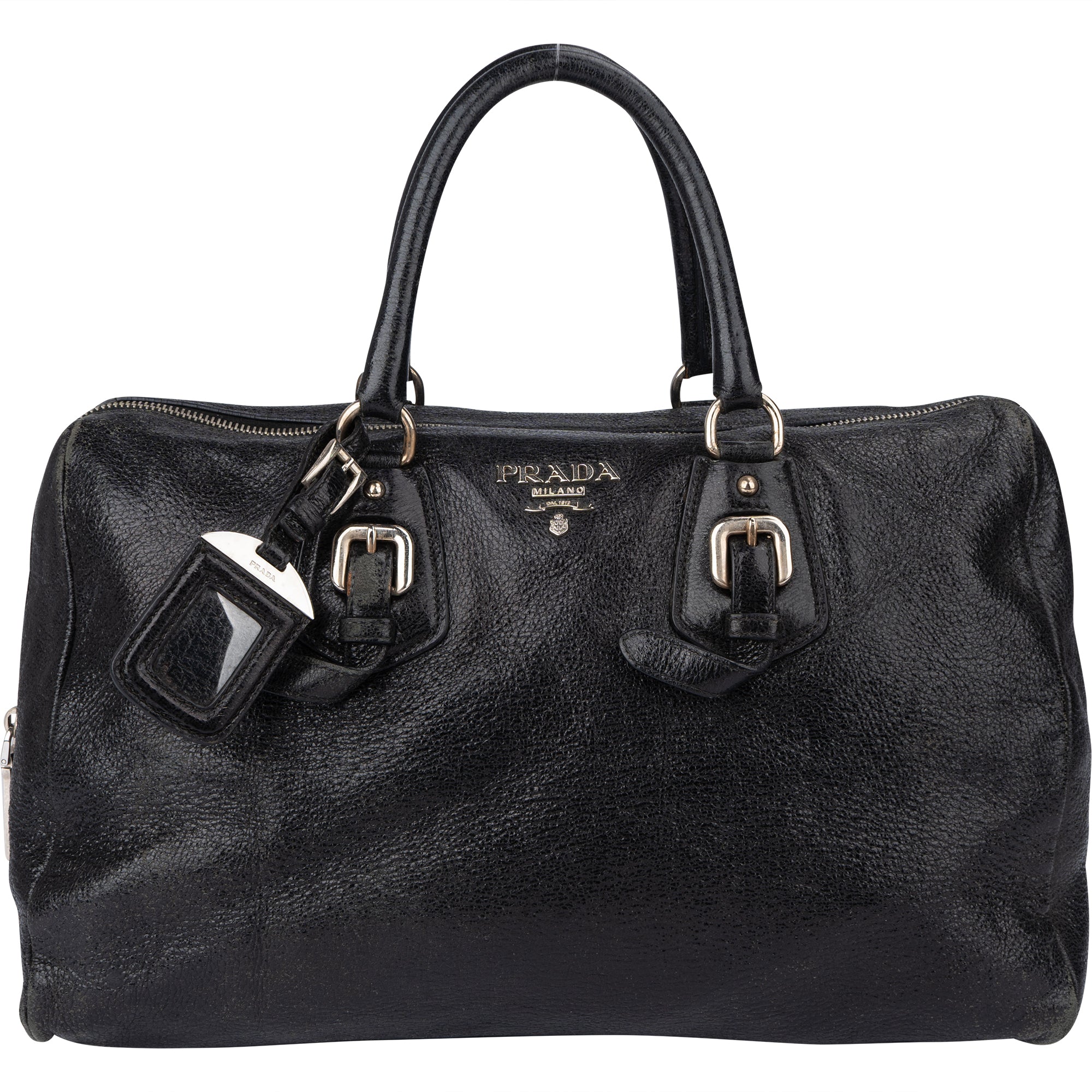 Prada Shimmering Leather City Boston Bag